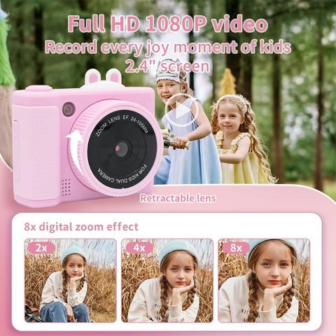 Digital Camera for Photography, 1080P 48MP Digital Video Camera with 8X Digital Zoom, Flip Screen, 32GB Memory Card, LED Light, Travel Camera for Teens Students Friends