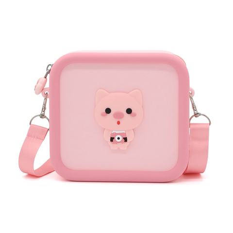 Silicone Kids Camera Bag Cute Cartoon Animal Decoration Shockproof Large Capacity Kids Camera Carrying Case