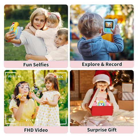 Kids Camera Instant Print, 7 Print Paper (4 Color: O/R/G/B+3 B&W), 2.4" Screen Instant Camera for Kids Ages 3-12,1080P, 180°Flip Lens,32GB Card- Christmas Birthday Present for Boys & Girls