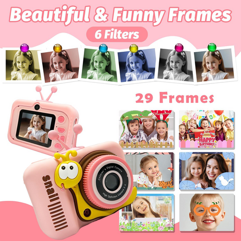 Kids Camera Toys for Boys/Girls Age 3-12 Years Old,48MP Dual Lens Kids Digital Camera Toddler Camera Christmas Birthday Gifts, 1080P HD Video Selfie Camera with 32G SD Card-Pink