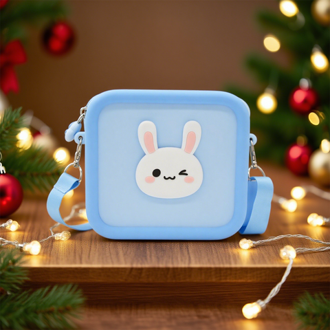 Silicone Kids Camera Bag Cute Cartoon Animal Decoration Shockproof Large Capacity Kids Camera Carrying Case